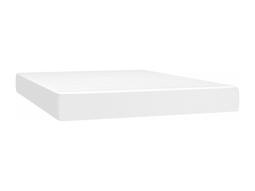 Lit ¨¤ sommier tapissier avec matelas Blanc 140x190cm Similicuir DJJM56825