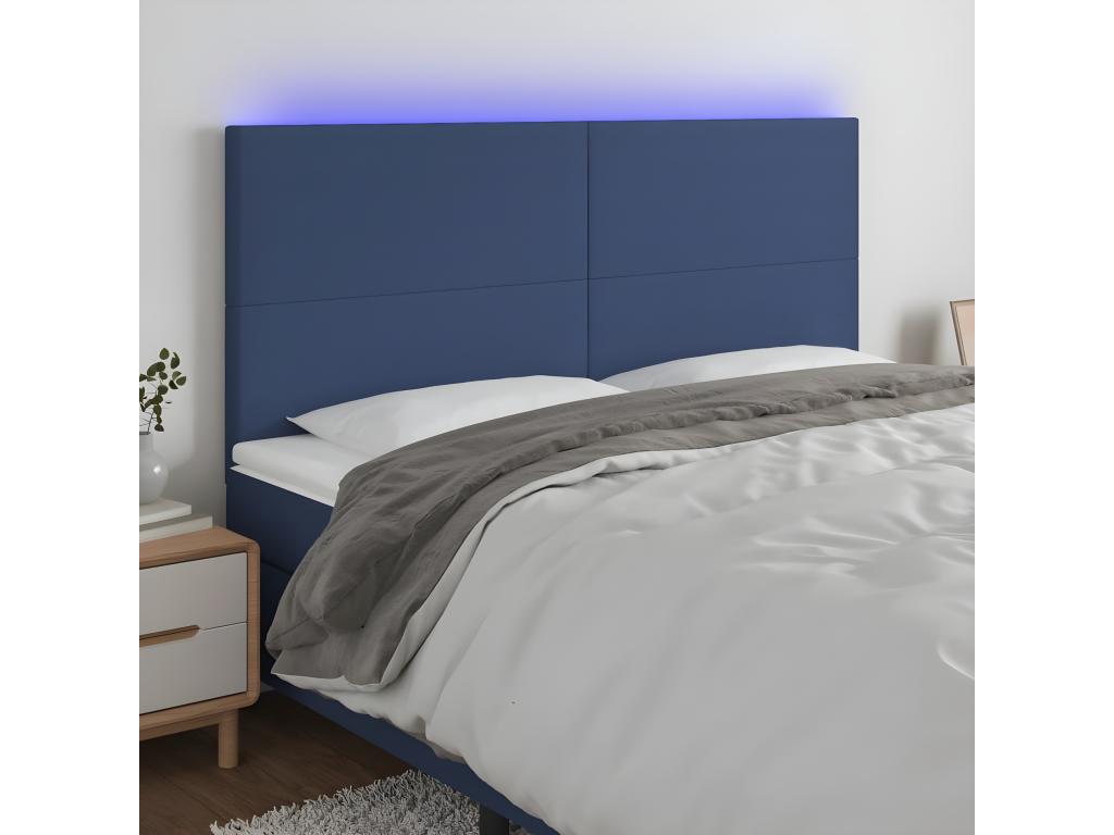 Tête de lit ¨¤ LED Bleu 180x5x118/128 cm Tissu LXHH85117