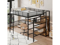 Lit mezzanine 140x200 cm avec bureau armoire et marches de rangement - M¨¦tal MDF - Noir sans matelas RPMN91532