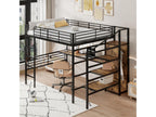 Lit mezzanine 140x200 cm avec bureau armoire et marches de rangement - M¨¦tal MDF - Noir sans matelas RPMN91532