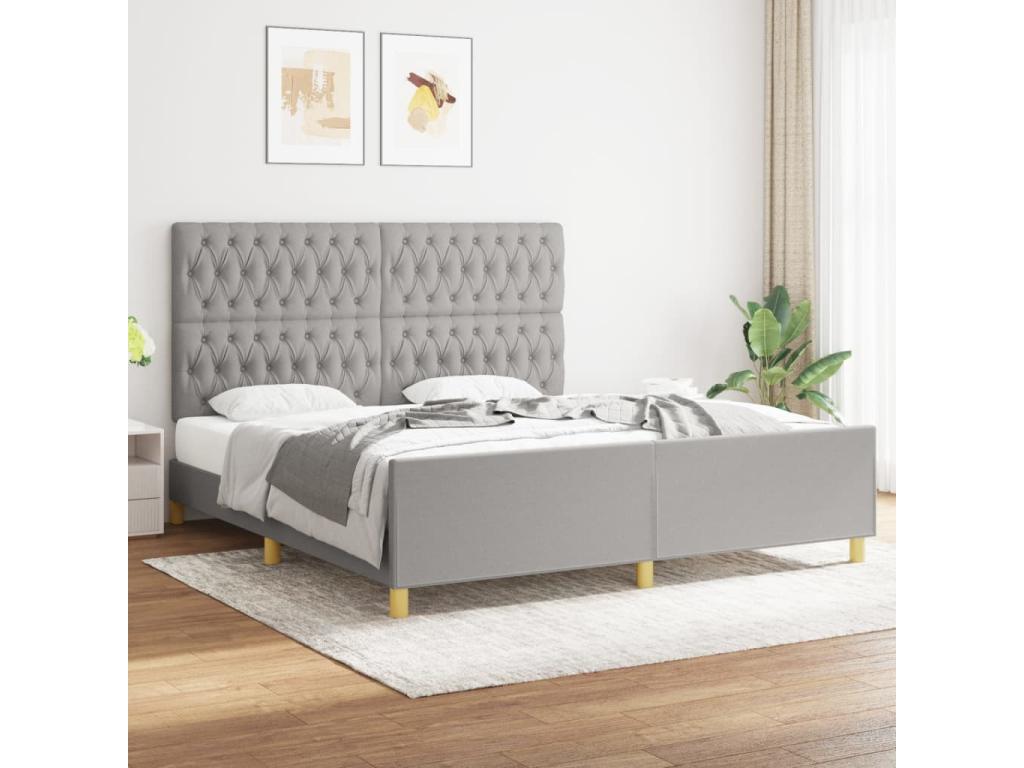Cadre de lit sans matelas gris clair 180x200 cm tissu ZBPW60699