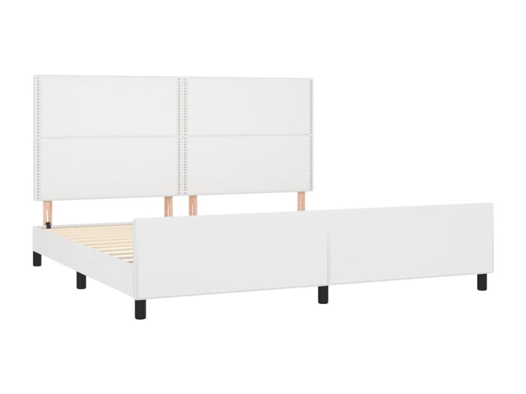 Cadre de lit sans matelas blanc 200x200 cm similicuir TWRW45011