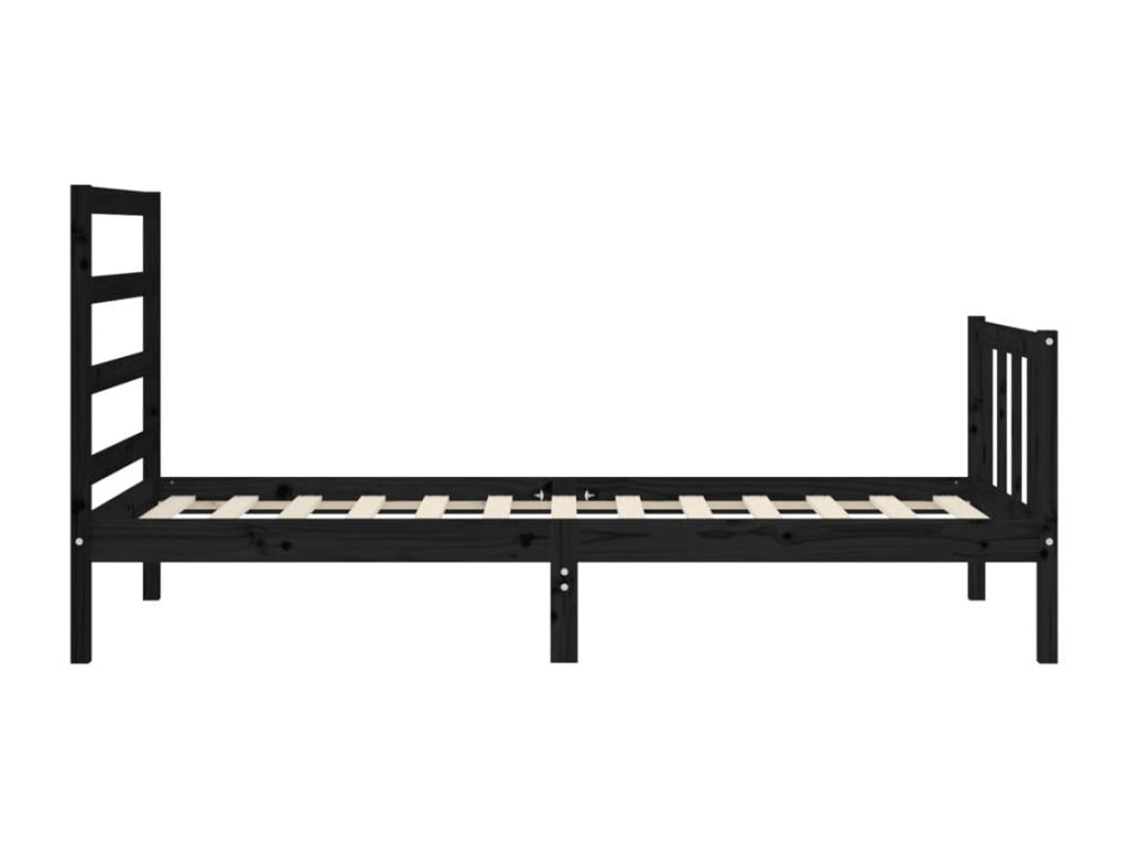 Cadre de lit et tête de lit noir 100x200 bois massif MXRF85124