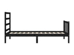 Cadre de lit et tête de lit noir 100x200 bois massif MXRF85124
