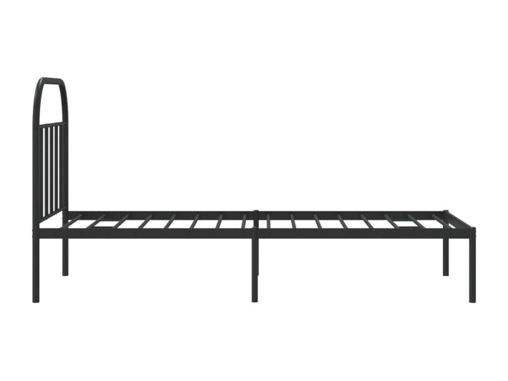 Cadre de lit métal avec tête de lit noir 90x190 FAXF29483