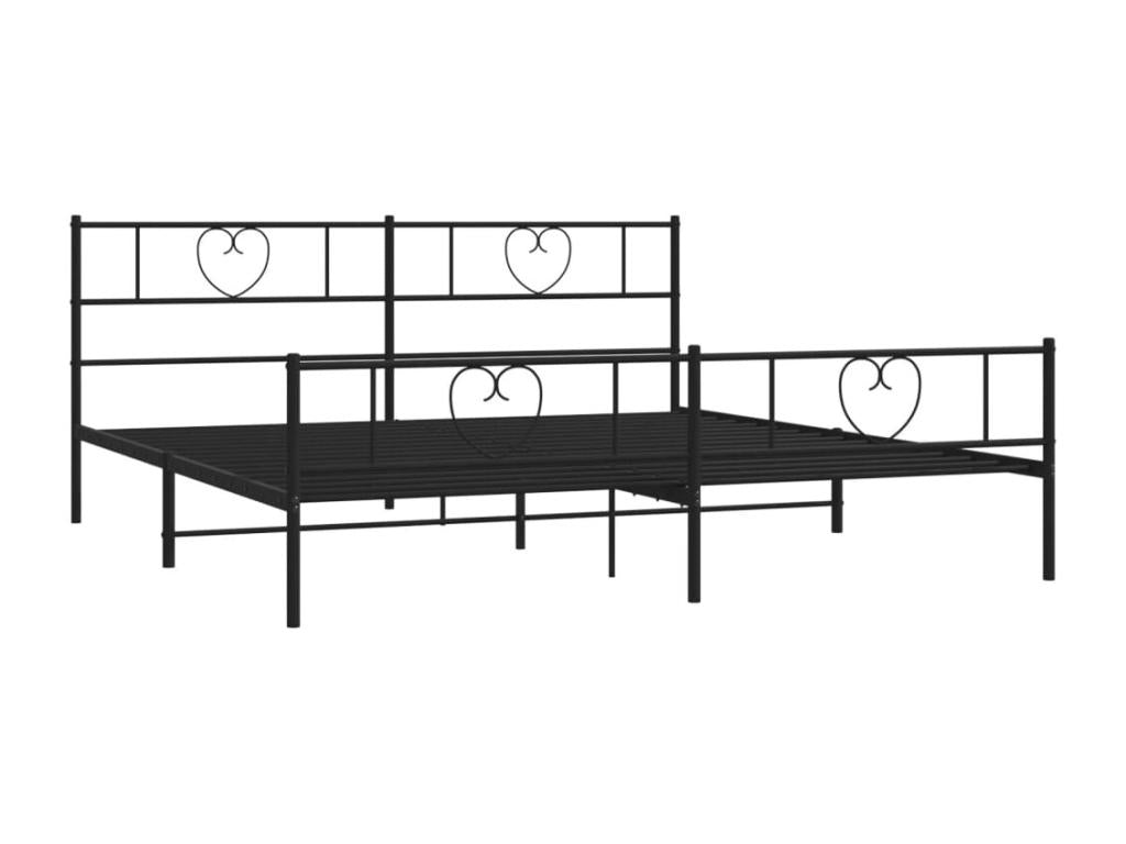 Cadre de lit en métal avec tête de lit-pied de lit noir 193x203 OCVS98443