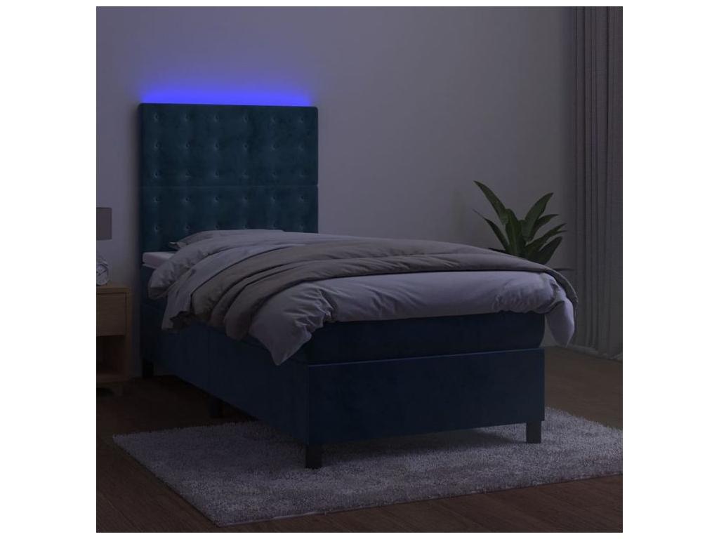 Sommier ¨¤ Artigeo de lit matelas et LED Bleu fonc¨¦ 100x200 FOJJ63531