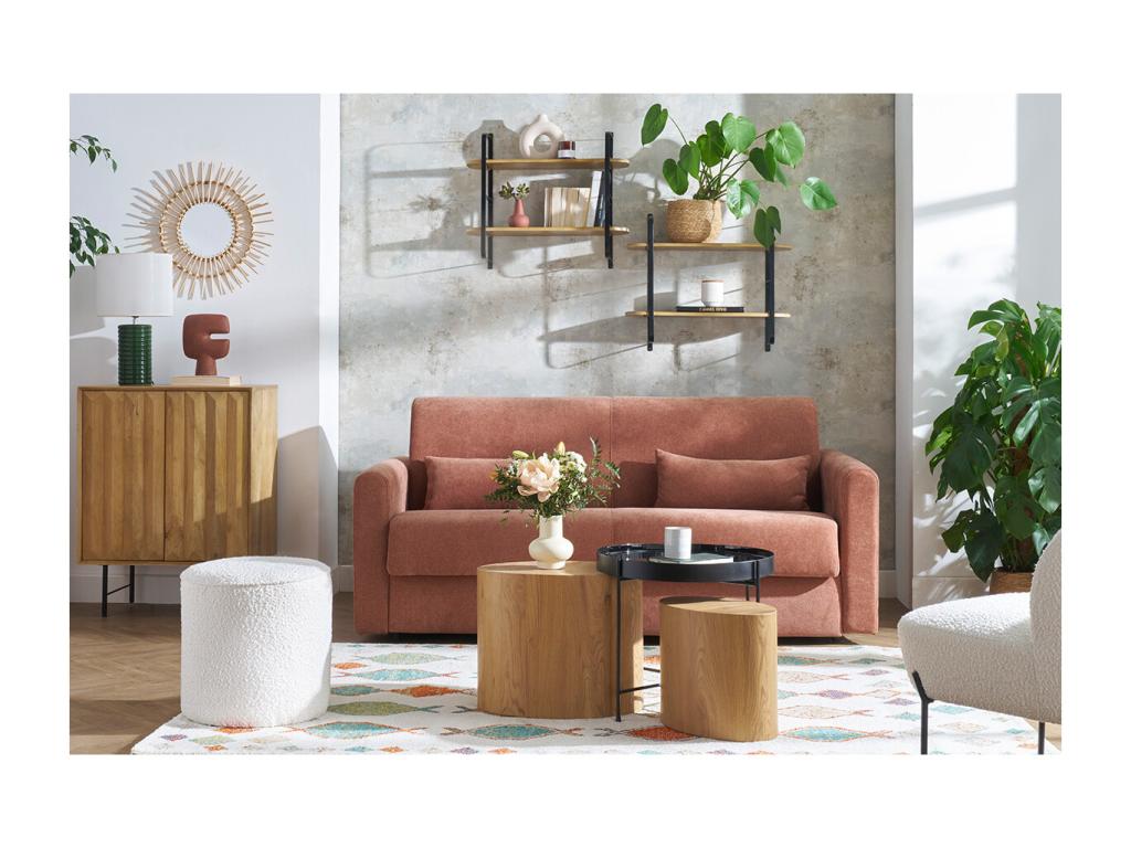 Buffet en bois manguier massif gravier et métal noir 2 portes L70 cm Chezlova SVII93763