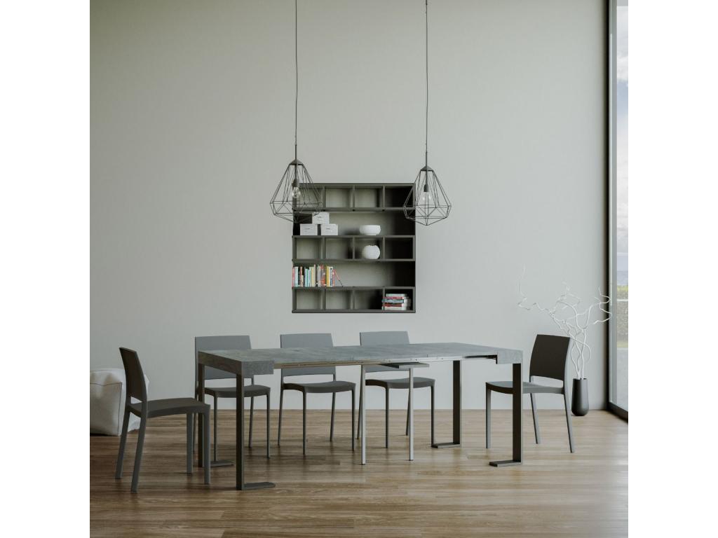 Console extensible 90x40/300 cm Tecno Gris B¨¦ton cadre Anthracite FLAQ65880