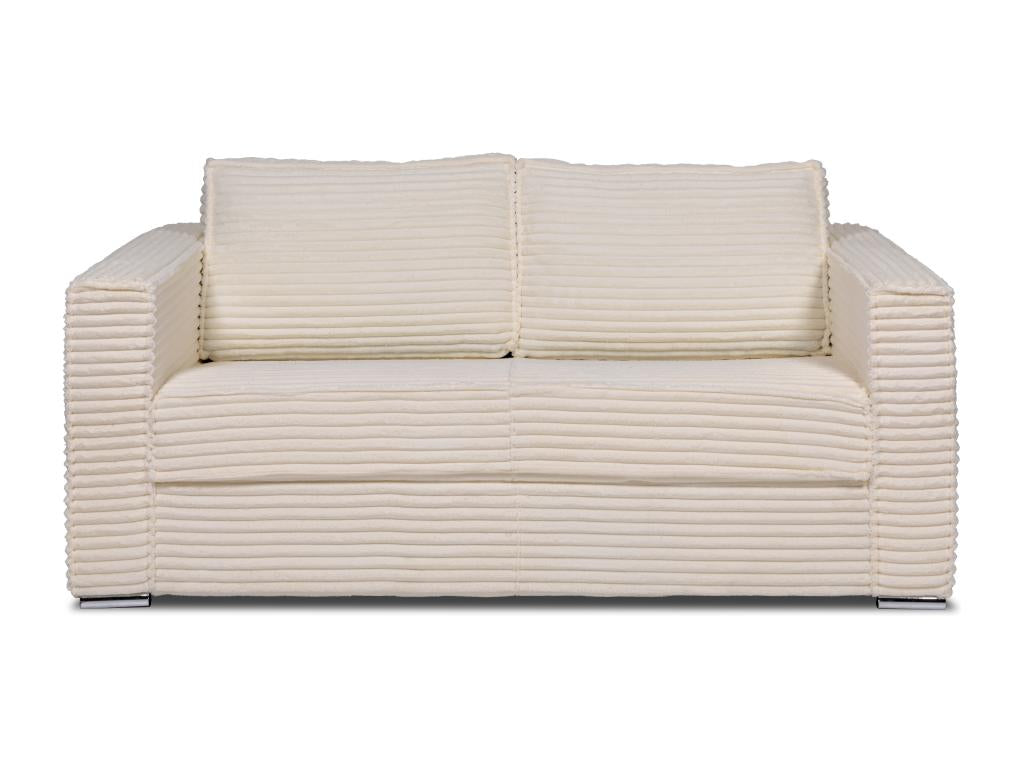Canap¨¦ 3 places convertible express en velours c?tel¨¦ grosses c?tes beige - Couchage 140 cm - Matelas 22 cm Chezlova WMYX64744