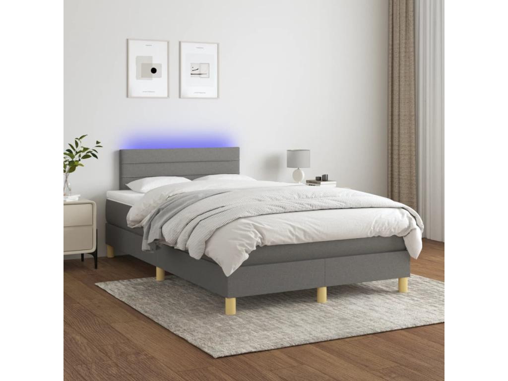 Sommier ¨¤ Artigeo de lit matelas LED gris fonc¨¦ 120x190 cm tissu MFUW73528