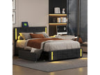 Lit avec tiroirs 140x200 cm avec prise de Chezlova¨¨re LED 4 tiroirs - Gris - Chezlova HEYE03891