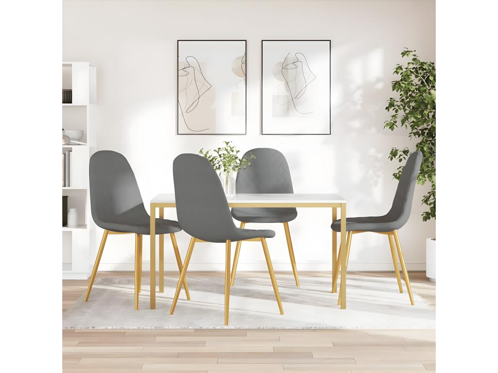 Chaises ¨¤ manger lot de 4 Gris clair Velours SNCB75551