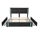 Lit avec tiroirs 140x200 cm avec prise de Chezlova¨¨re LED 4 tiroirs - Gris - Chezlova HEYE03891