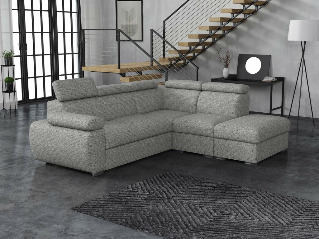 Canap¨¦ d'angle Chezlova 228 Gris Fonction de couchage Bo?te de literie 260x230x85cm XTUV81850