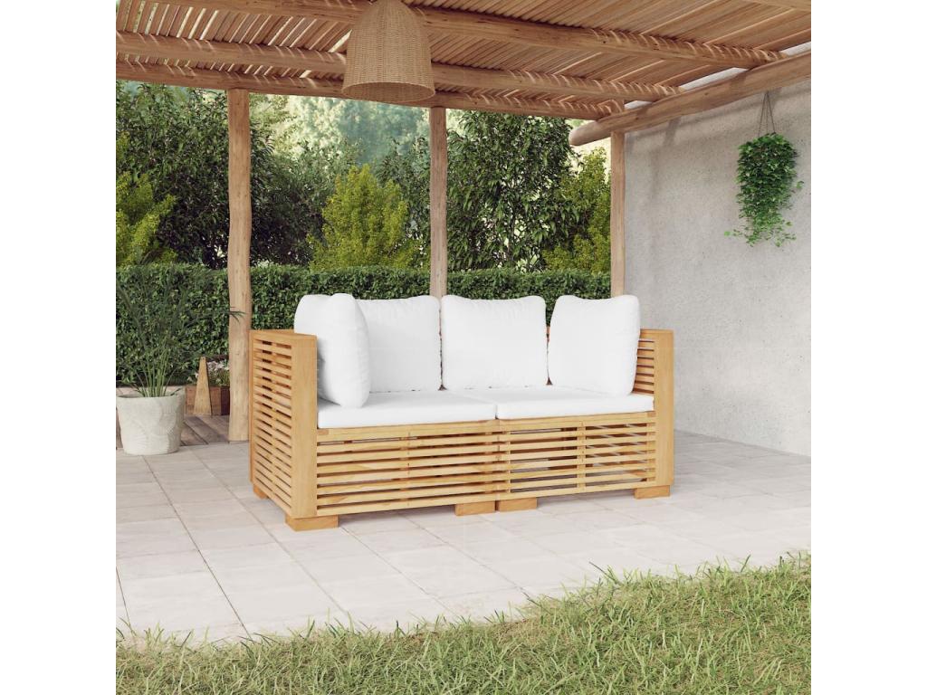 Canapés d'angle de jardin et coussins 2 pcs Bois teck massif BMWF42005