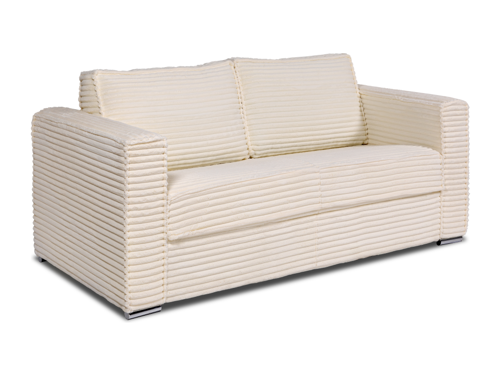 Canap¨¦ 3 places convertible express en velours c?tel¨¦ grosses c?tes beige - Couchage 140 cm - Matelas 22 cm Chezlova WMYX64744