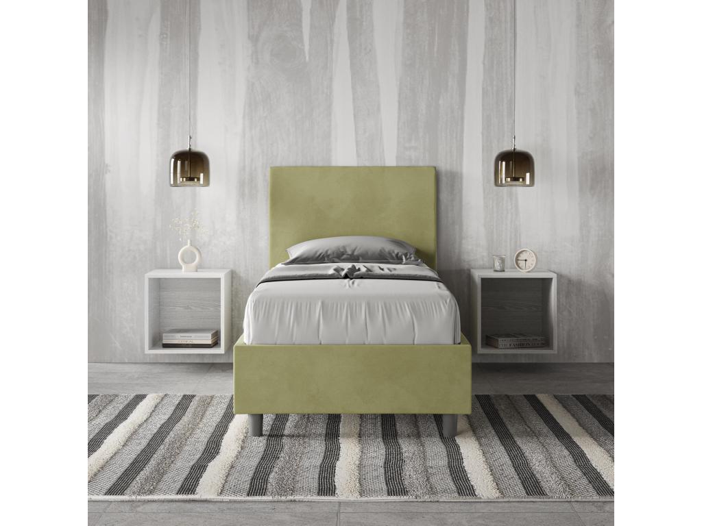 Lit rembourr¨¦ en microfibre Chezlova th¨¦ vert sans sommier 80x210 WHZV33954