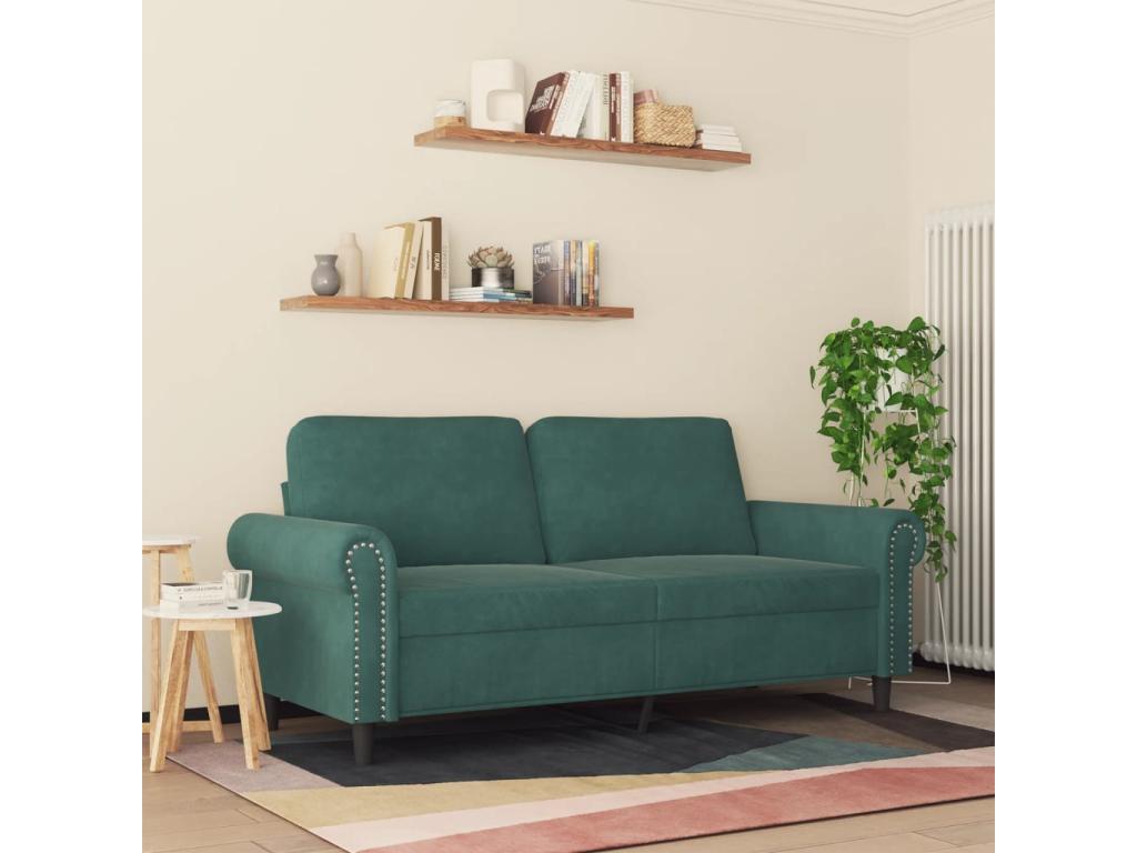 Canap¨¦¨¤ 2 places Vert fonc¨¦ 140 cm Velours MUNC19457