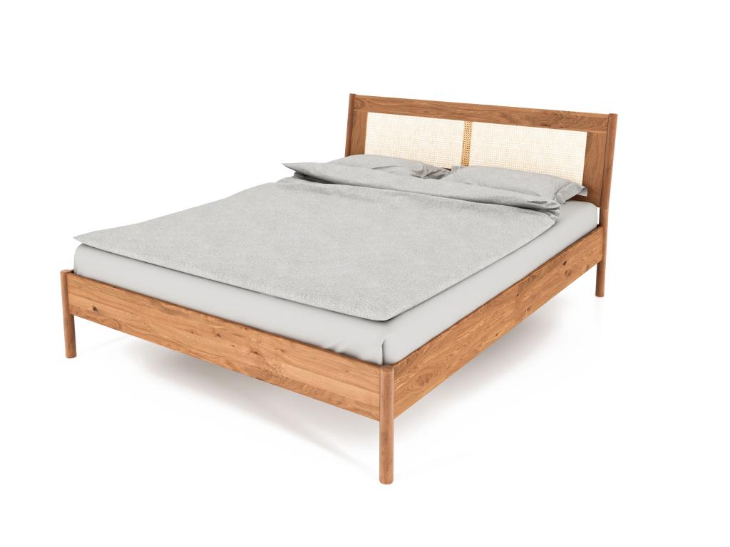 Artigeo - Lit avec tête de lit en rotin 180x200 en ch¨ºne sauvage huil¨¦ naturel OVJH18857