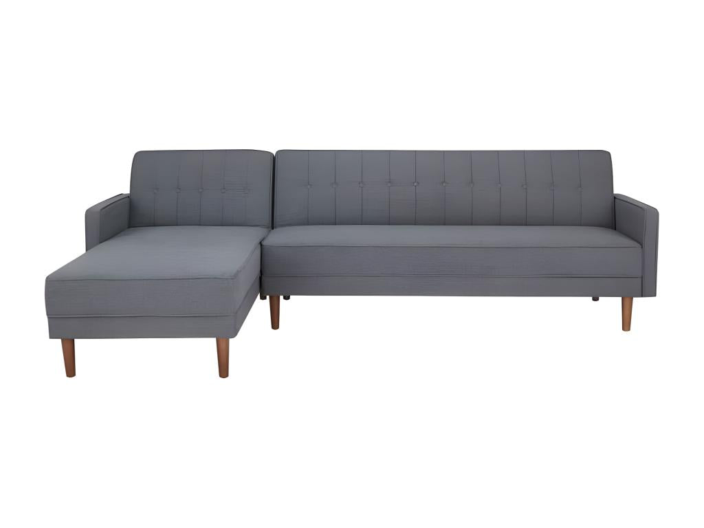 Canapé pendant 3 places réversible - Tissu gris fonce - Pieds en bois - L 286 x P 169 x H 80 cm - Chezlova KMAO18807