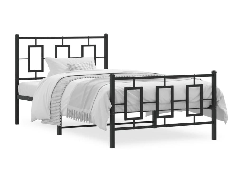 Cadre de lit en métal sans matelas avec pied de lit noir 100x190cm DVFB83970