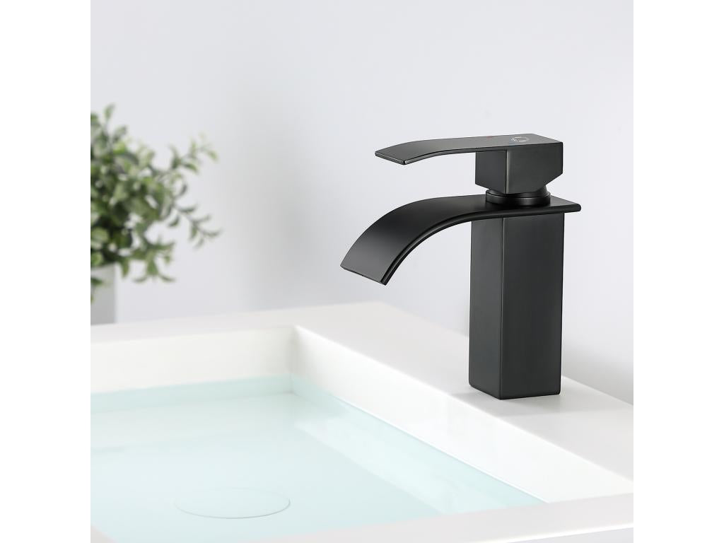 2PCS Chezlova max Robinet de Lavabo Chezlova Noir Robinet de Lavabo de Salle de Bains ¨¤ Poign¨¦e Unique Economie d'eau Laiton Noir Mat EU Mod¨¨le SEIJ05897