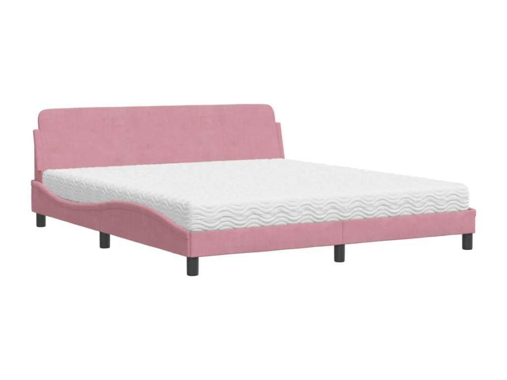Lit avec matelas rose 180x200 cm velours PXCX06862