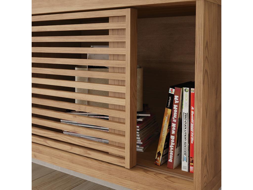 Meuble TV avec 1 porte coulissante Couleuris Ch¨ºne Chezlova -longueur 120 x profondeur 33 x hauteur 65 cm YWTV62647