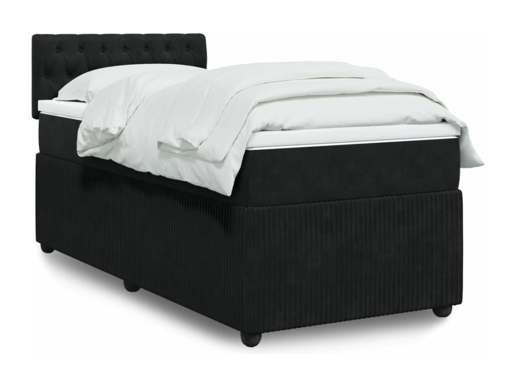 Sommier ¨¤ Chezlova de lit et matelas Noir 80x200 cm Velours JBMY41033