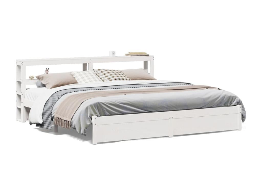 Cadre de lit avec tête de lit sans matelas blanc 200x200 cm KFMV31882