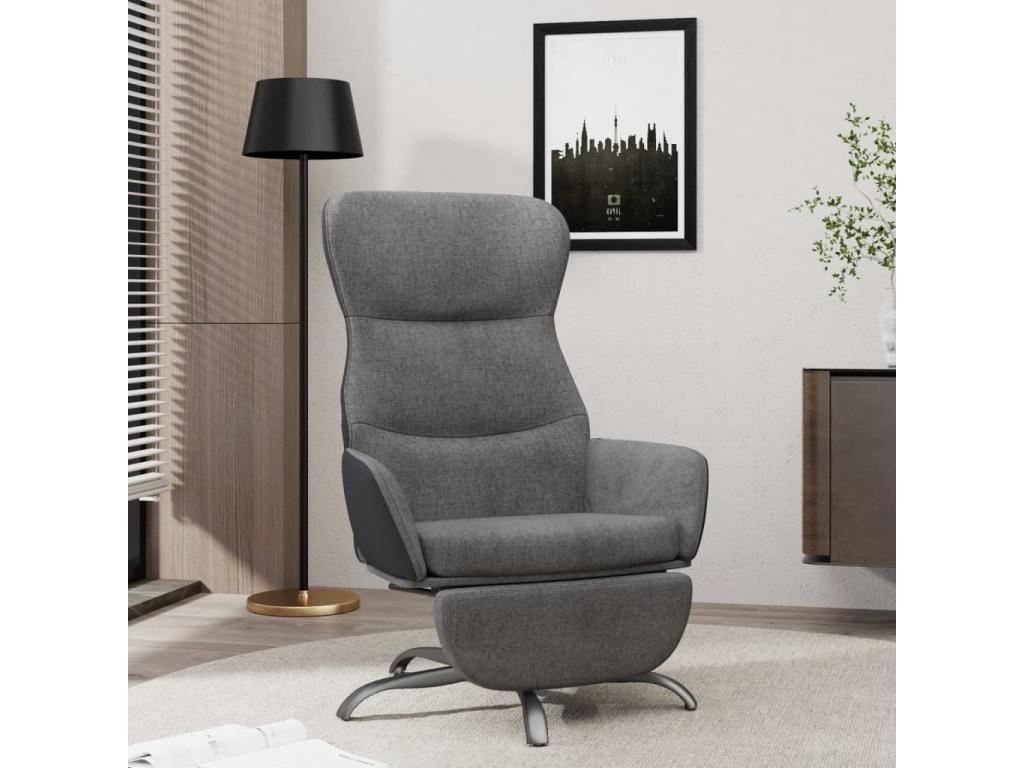Chaise de relaxation avec repos-pieds Gris fonc¨¦ Tissu BAGE59007