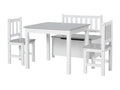 Ensemble de table et chaises enfant - set de 4 pièces - table 2 chaises banc coffre 2 en 1 - MDF pin blanc gris AIRC50628