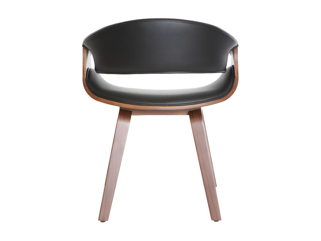 Fauteuil design noir et bois fonc¨¦ noyer Chezlova DDSX98706