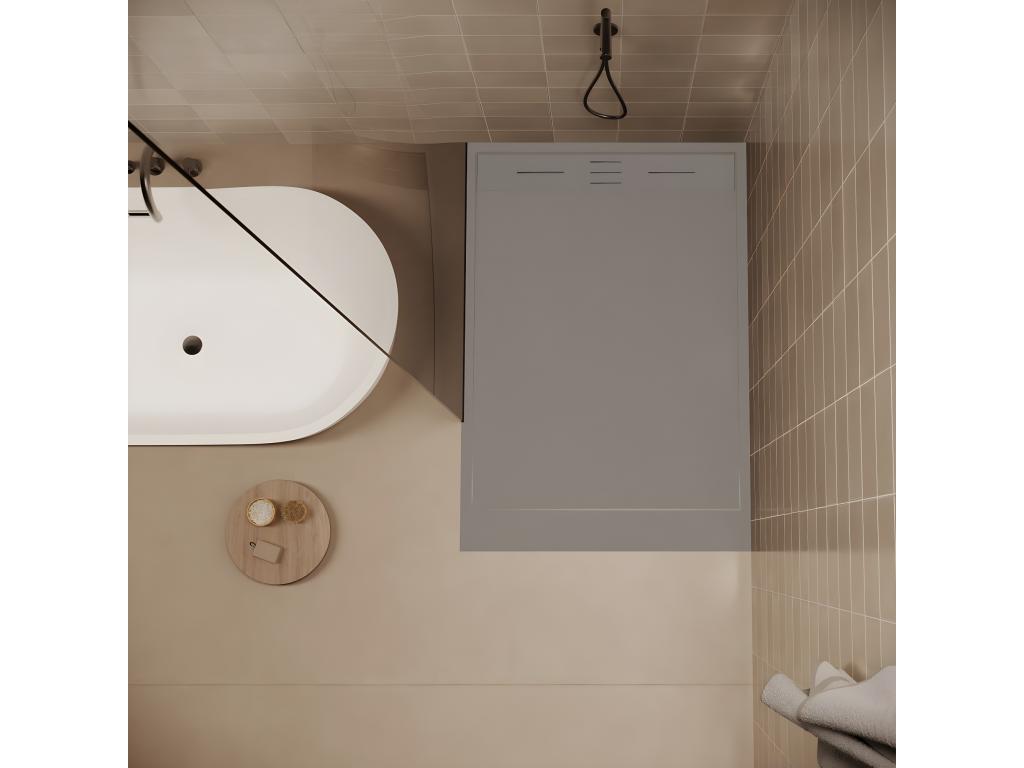 Receveur de douche 80x140 cm extra plat Decohaute en Decohaute surface ardois¨¦e gris ZSDY23073