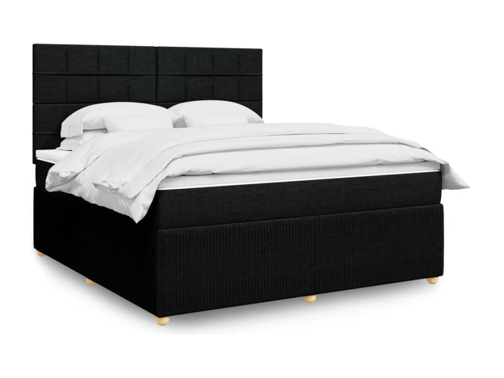 Sommier ¨¤ Chezlova de lit avec matelas Noir 180x200 cm Tissu FWIS84129