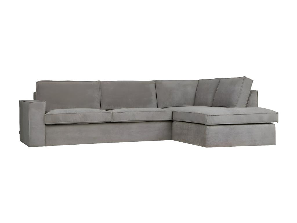 Decohaute - Canap¨¦ d'angle droit 5 places en velours doux gris vert UNHO47273