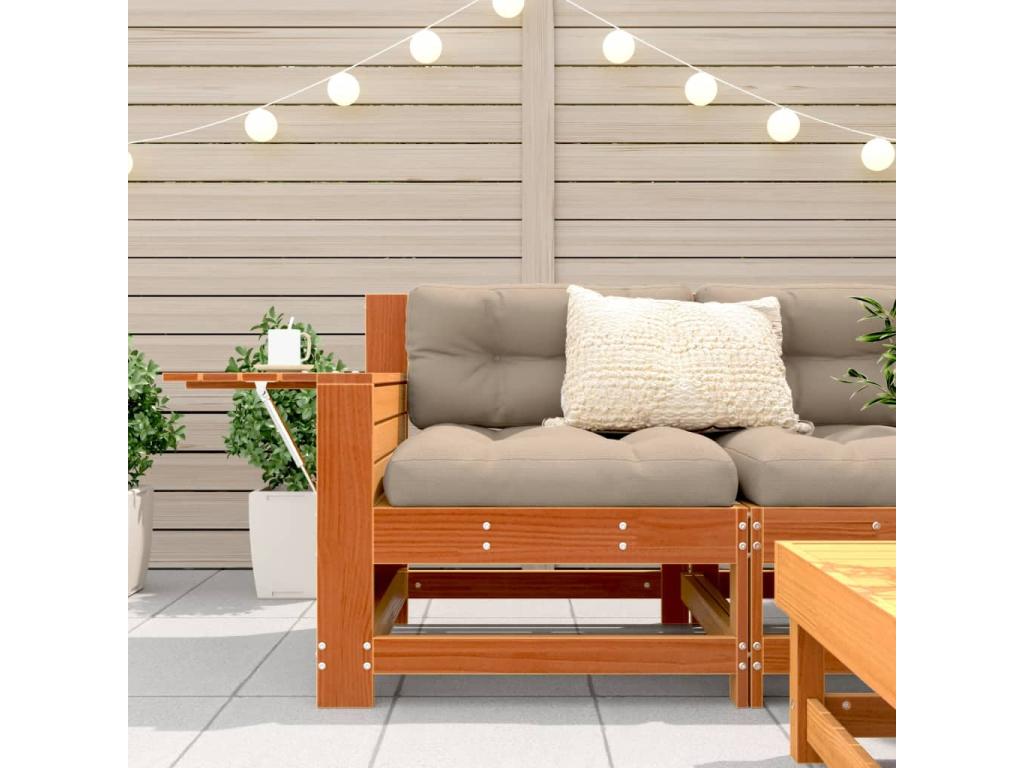 Canap¨¦ de jardin accoudoir avec table d'appoint bois massif pin WCSE68796
