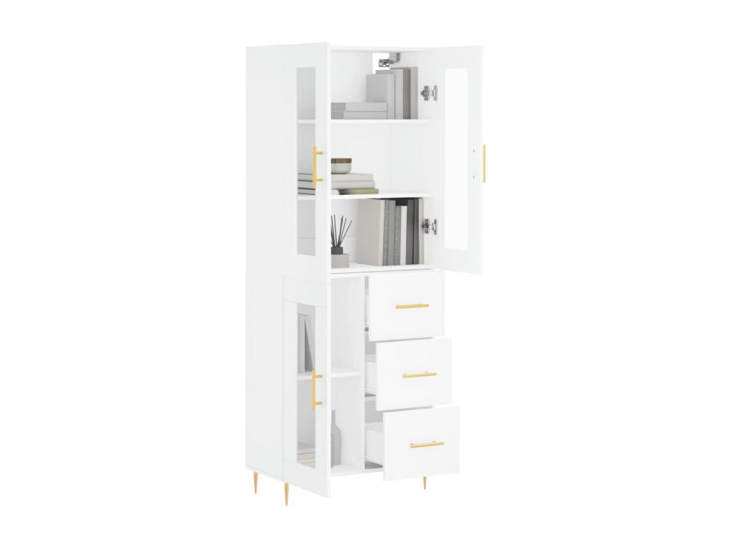 Buffet haut Blanc 69,5x34x180 cm Bois d'ing¨¦nierie NIWI90471