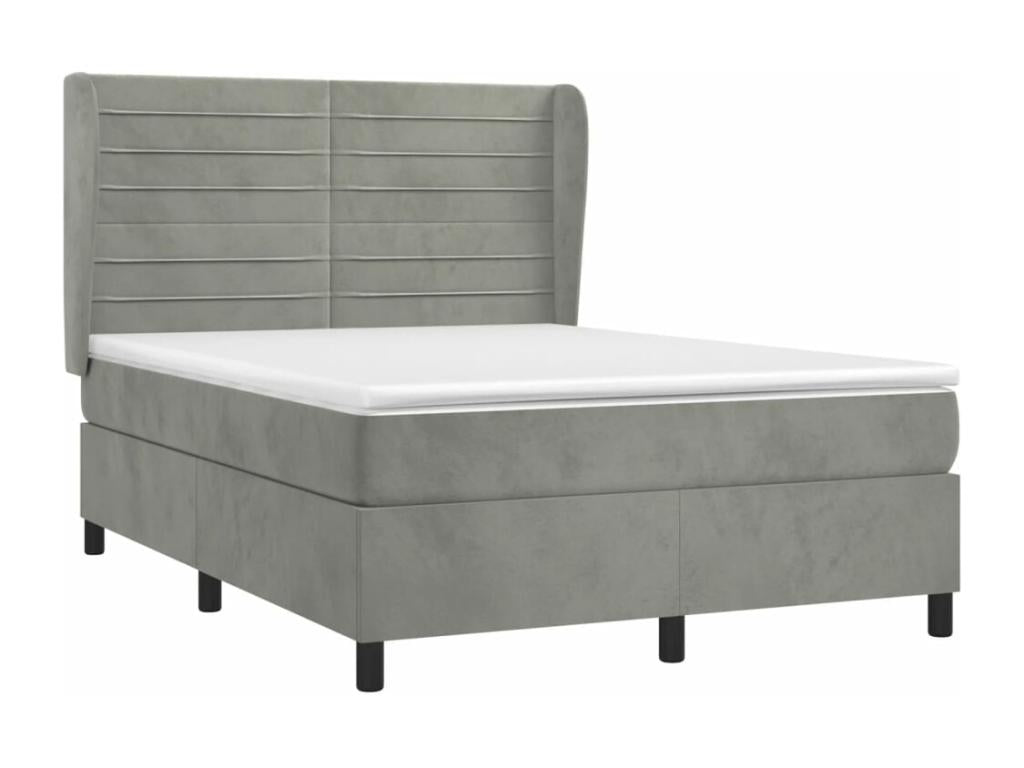 Lit ¨¤ sommier tapissier et matelas Gris clair 140x200cm Velours OXTG81356