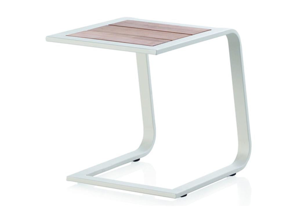 Table d'appoint de chaise longue en aluminium blanc PQJN69550