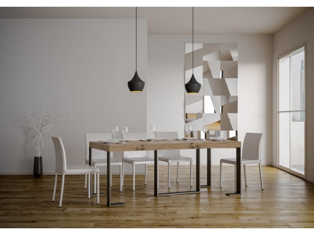 Console extensible 90x40/300 cm Artigeo Premium Chêne Nature cadre Anthracite IWGH30563