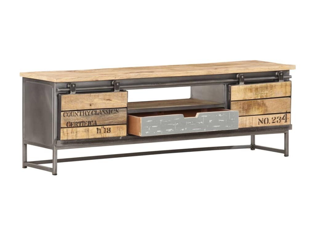 Meuble TV 120x30x40 cm Bois massif de manguier CDUR24974