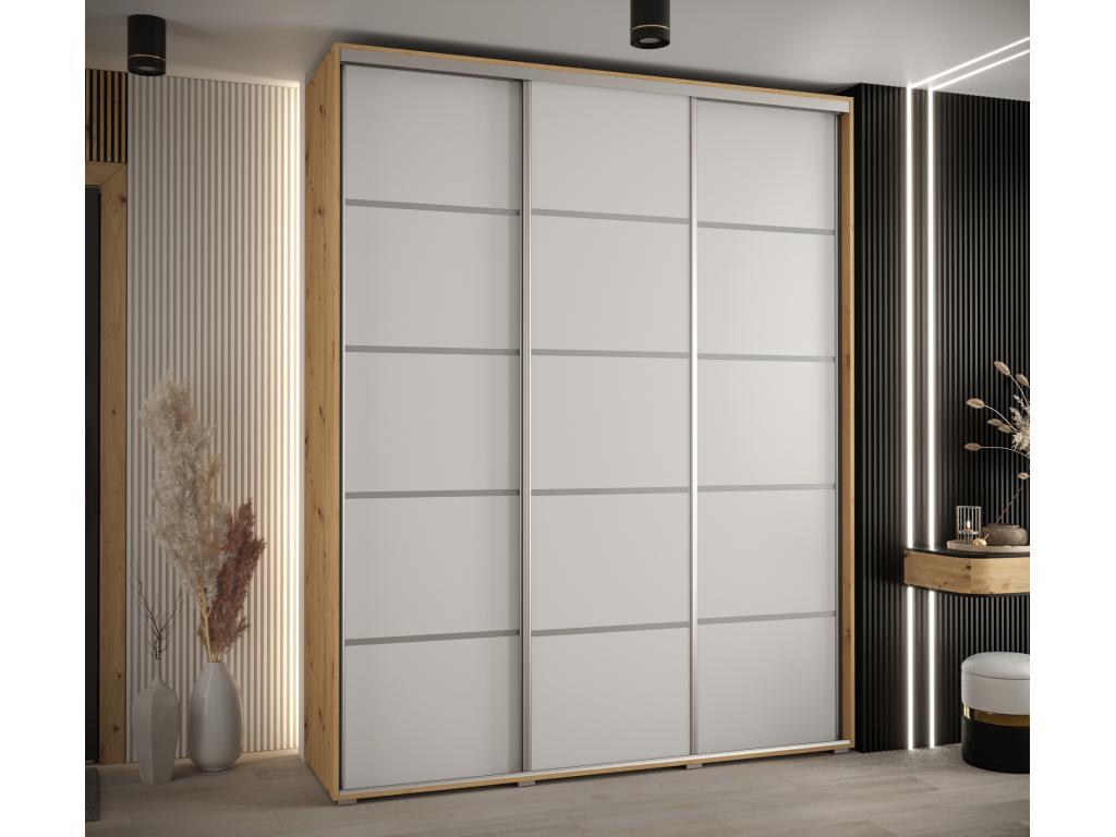 ARMOIRE Chezlova 4 ¨¤ PORTES COULISSANTES 235.2/200/45 3 portes Chezlova/Blanc/Argent HFMQ31111