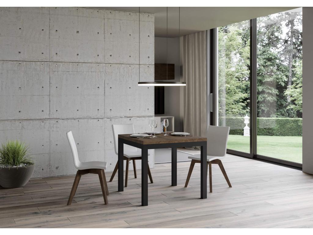 Table portefeuille extensible 90x90/180 cm Everyday Artigeo Noyer cadre Anthracite XAHZ31613