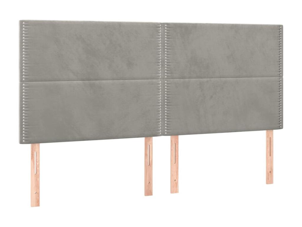 Tête de lit 4 pièces Gris clair 80x5x78/88 cm Velours AORL90840