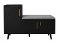 Banc ¨¤ chaussures modernes avec 3 portes et coussin - pi¨¨ds et poign¨¦es en m¨¦tal - Couleuris noir - 100x34x69 cm CTGT31572